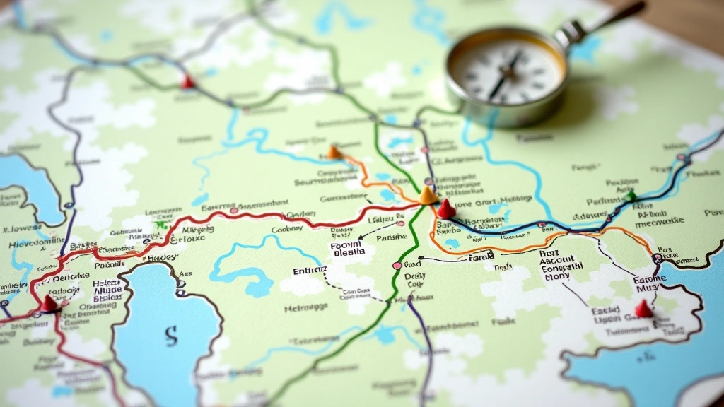 Detailed trail map with hiking routes connecting multiple parks and nearby castle towns