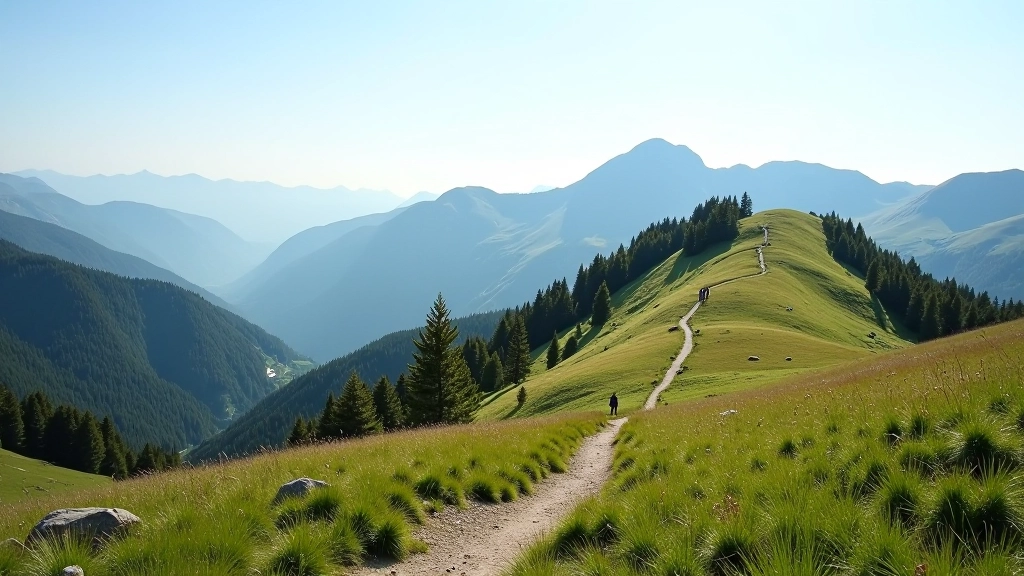 Mountain landscape in Czech national parks with hiking trail