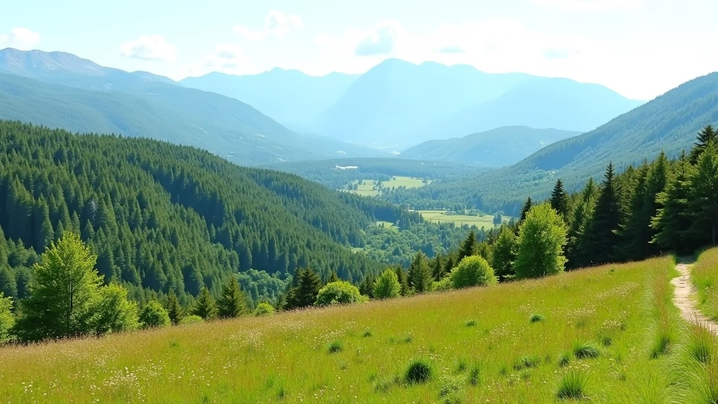 Panoramic landscape showing diverse park zones with protected areas and hiking trails