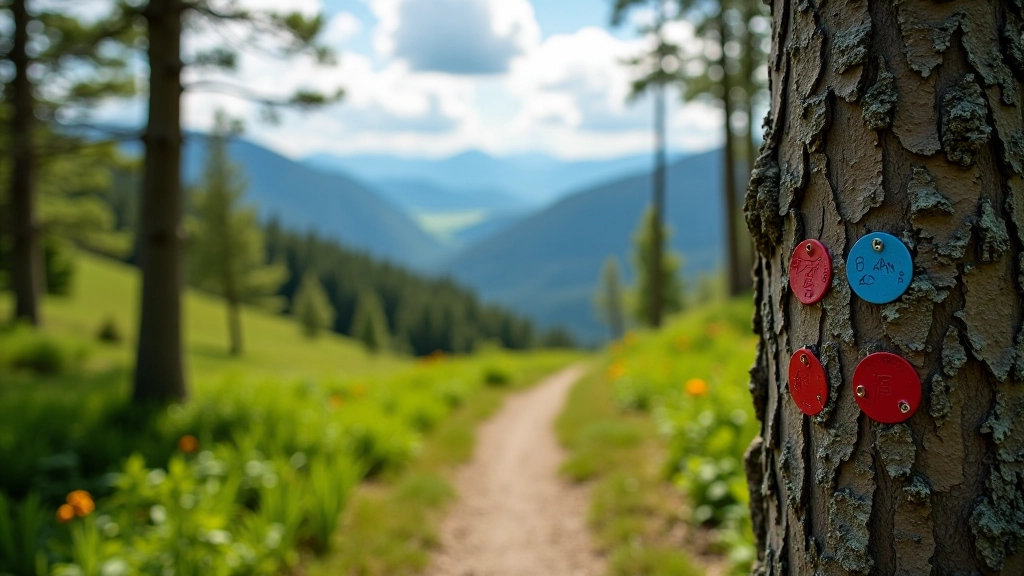 Hiking trail map with colored blazes